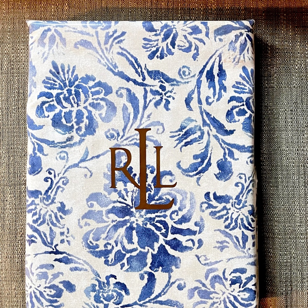 Ralph Lauren Home BLUFF POINT Tablecloth BlueTan Floral 60x104 Oblong Rectangle